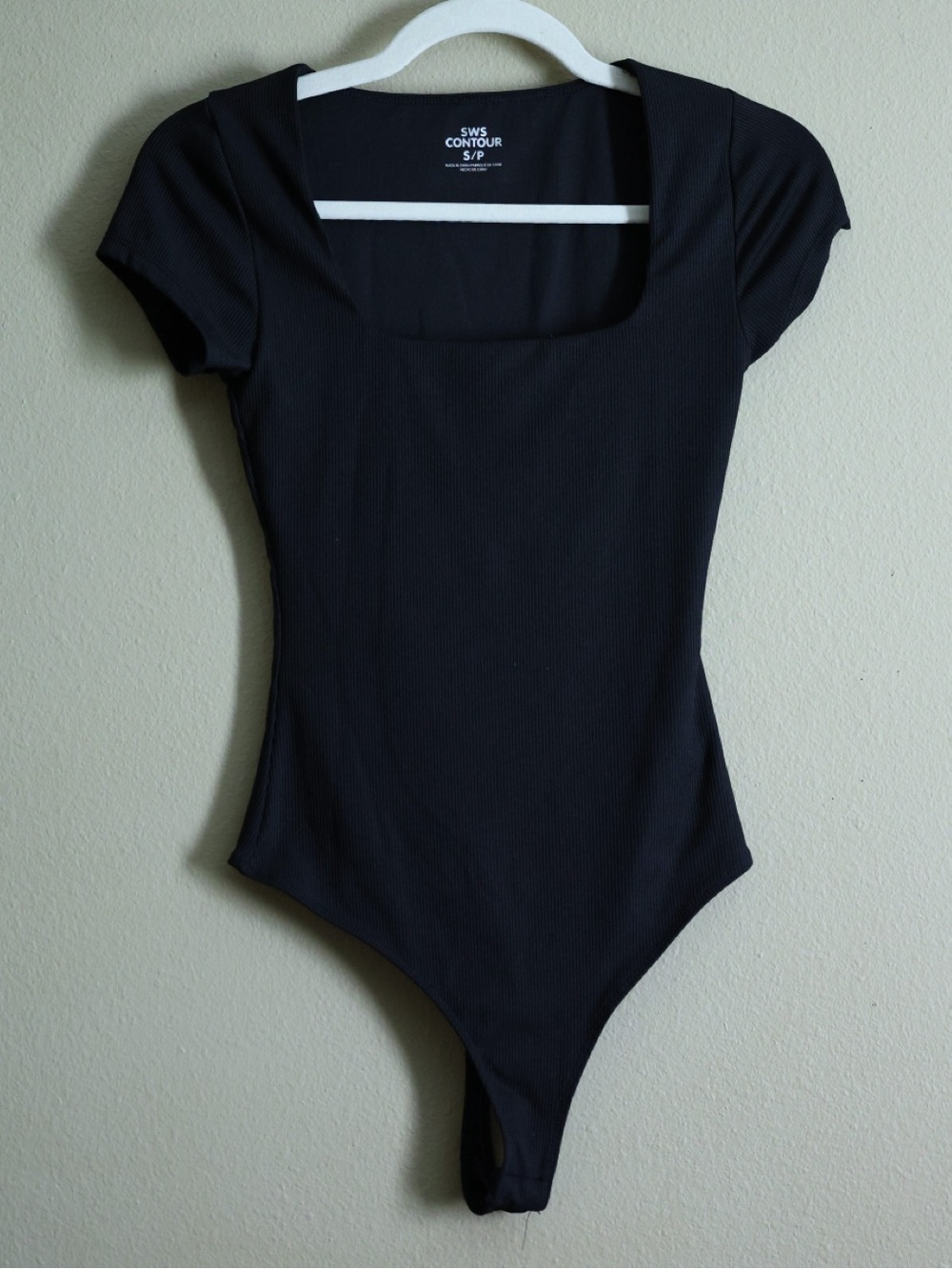SWS Contour Black Square Neck Short Sleeve Bodysuit Small